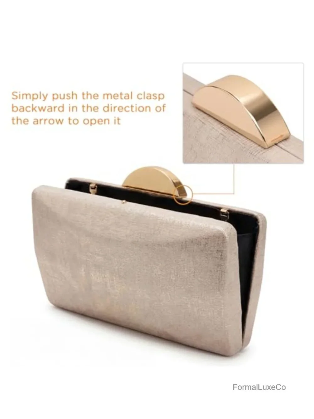 Clutch Purse with Chain Strap, Sparkly Hard Shell Evening Bag, Glitter Formal